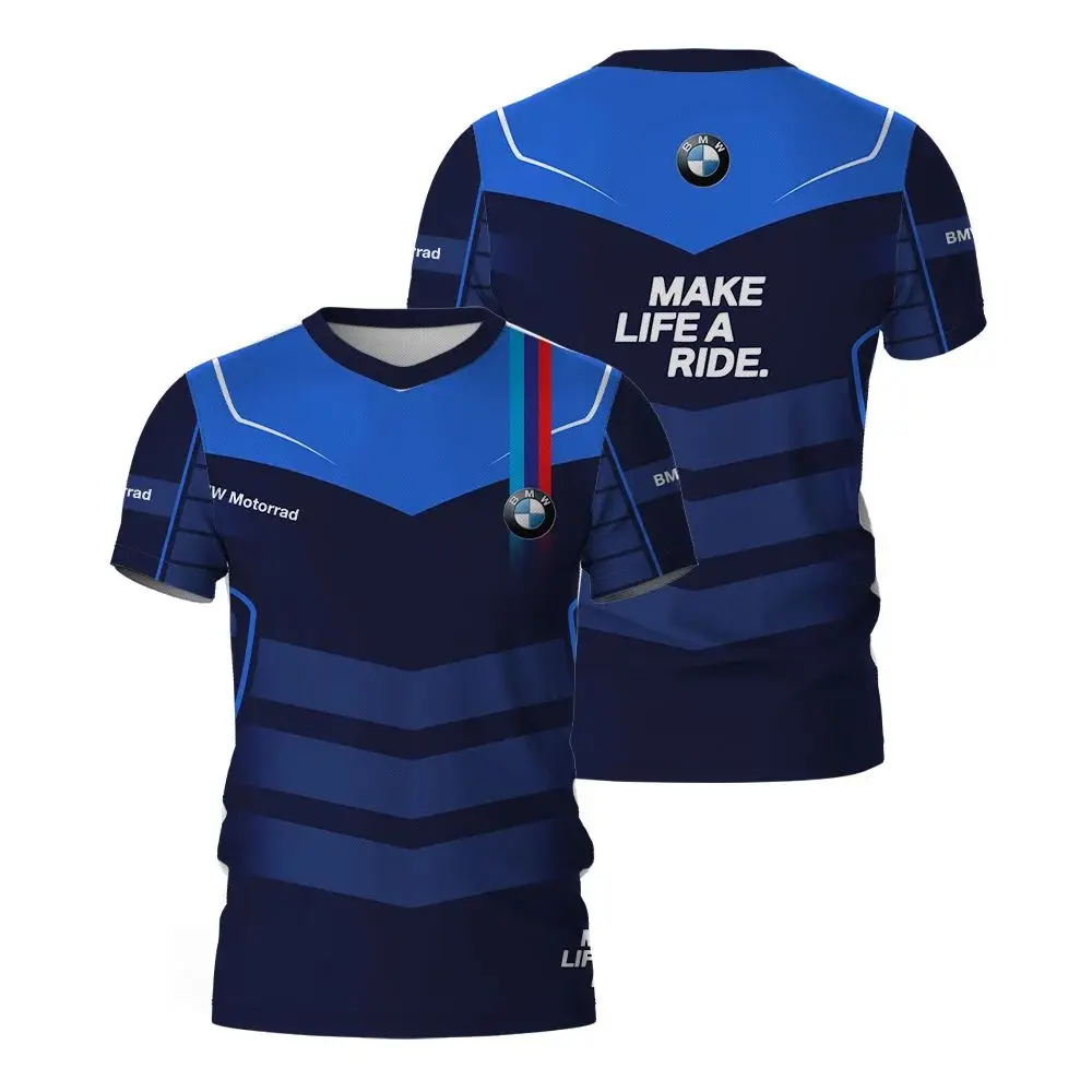 BMW Motorrad Formaları MACERA Sürme Spor Seyahat T-Shirt Mavi Motosiklet Yarış Takımı Nefes Yaz Hızlı Kuru Solmaz