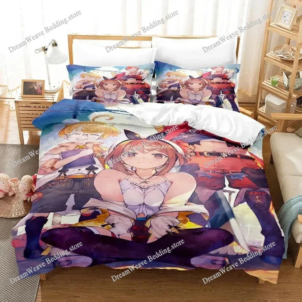 Anime Atelier Ryza Bedding Set Duvet Cover Bed Set Quilt Cover Pillowcase Comforter King Queen Size Boys Adult Bedding Set