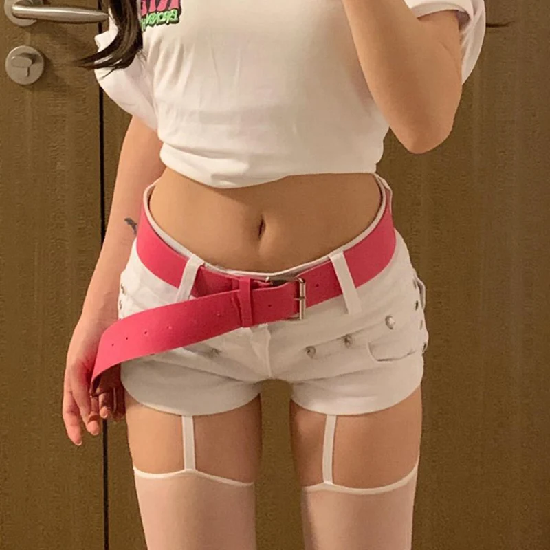 

Vintage Rivets Low Waist White Shorts Women 2026 Summer Streetwear Tights Denim Shorts Woman Lift Hips Y2K Short Jeans Female