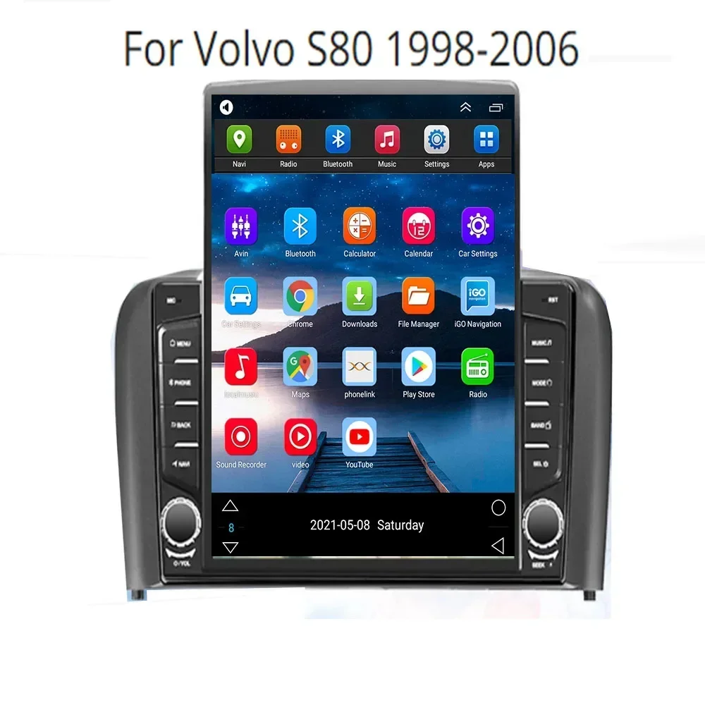 Android 14 Car Radio GPS For Volvo S80 1 1998 1999 2000 - 2006 Carplay Auto Navigation 2 Din Video DSP Stereo WIFI+4G DVD Player