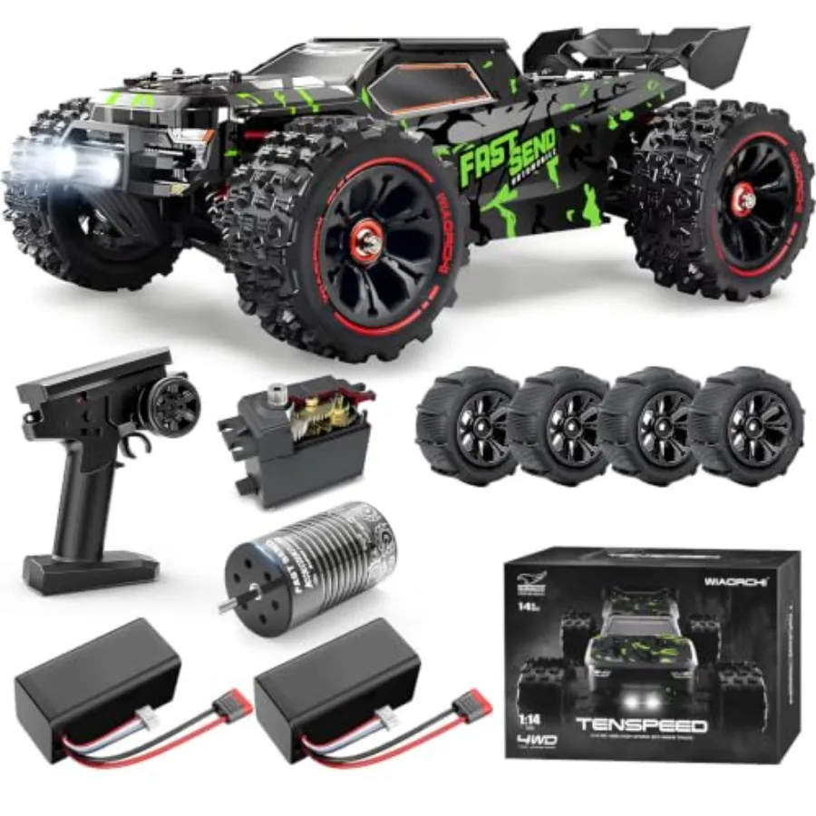 1/14 Brushless RC Cars for Adults Fast 50+ mph, RC Trucks 4x4 Offroad Waterproof, Electric Powered High Speed Remote Control Car, Fast Extreme All Terrain RC Truggy with 3S Battery for Snow Sand,Please pay attention to the options.
