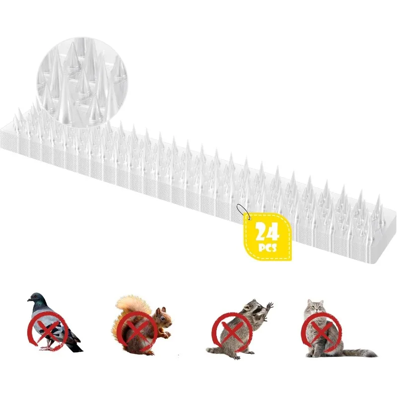 

24 Packs of PVC Bird Proof Nail Strips, Providing Narrow Gaps To Restrict Birds From Standing and Prevent Birds, Cats, Pigeons