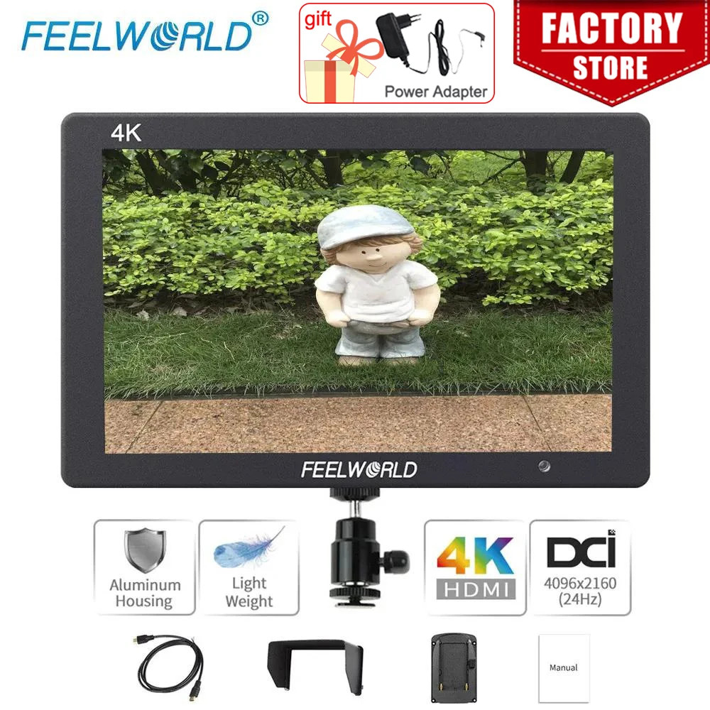 

Feelworld T7 7 Inch On Camera Field DSLR Monitor 4K HDMI Ultra Full HD 1920x1200 LCD IPS Display Portable Aluminum Housing