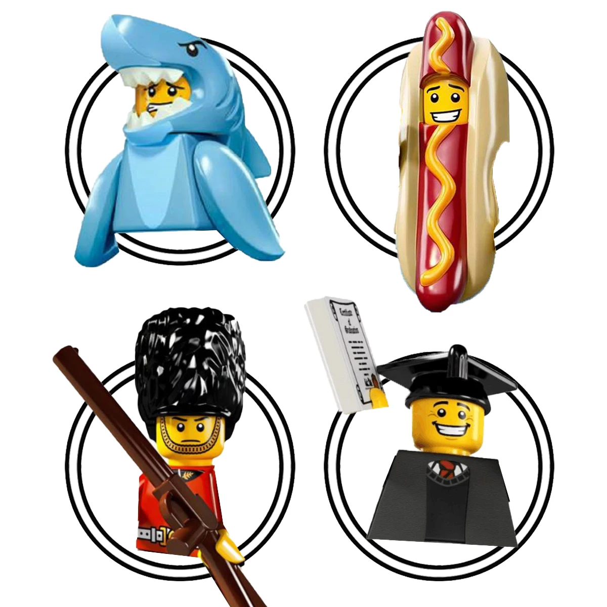 PG927 - PG930 كارتون أنيمي شخصية القرش الخريجين اللبنات الطوب أرقام ألعاب أطفال