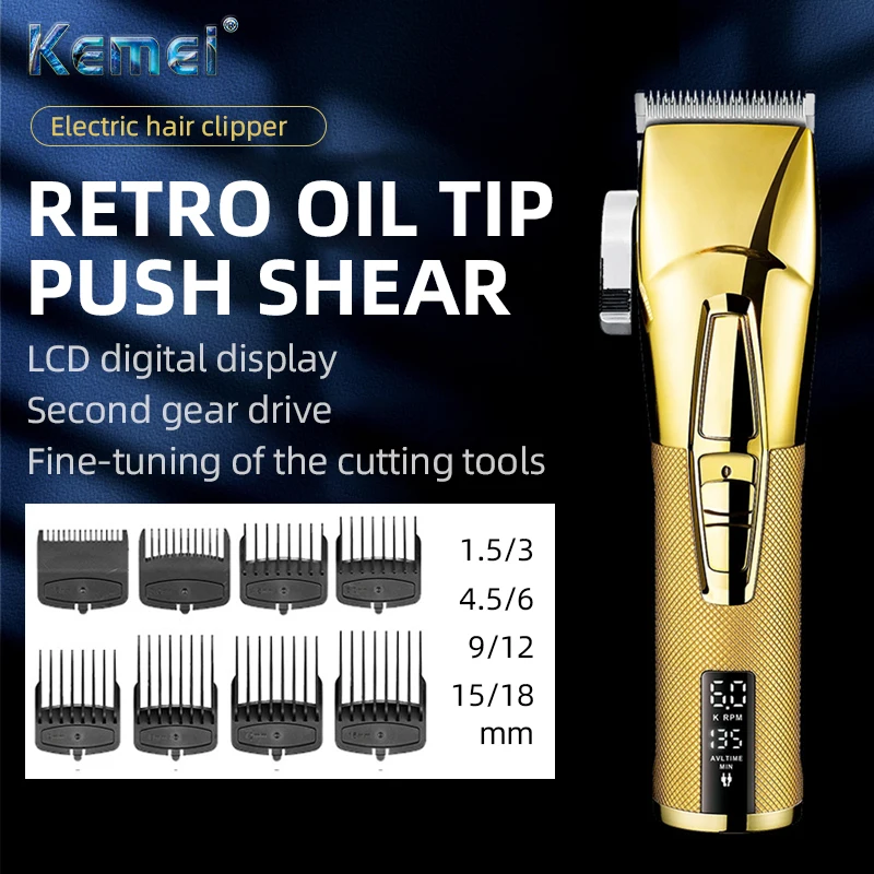 Kemei Electric Hair Clipper 7000 RPM Professional Hair Trimmer for Men Cordless Clipper Beard Trimmer Hair Cutting Machine