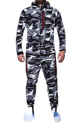 Men's Outdoor Camouflage Set, A Two - Piece Set Including A Casual Sports and Mountaineering Hooded Sweatshirt and Long Trousers