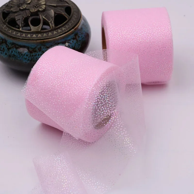 6CM 5Yards Glitter Dot Tulle Roll Crystal Sequin Ribbon Organza DIY Craft Wedding Home Birthday Decoration Bow Materials