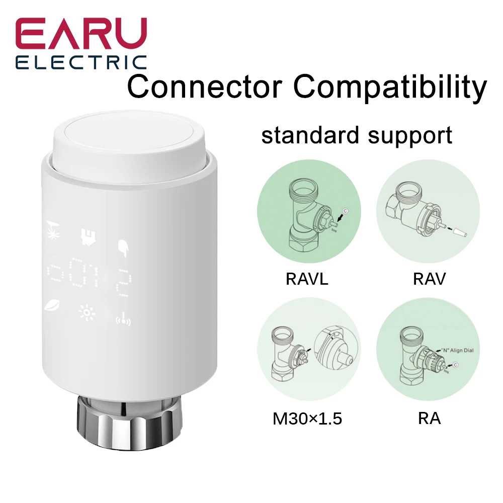 Imagem -05 - Tuya Wifi Inteligente Atuador do Radiador Trv Programável Válvula Termostática do Radiador App Controlador de Temperatura Remoto Suporte Alexa