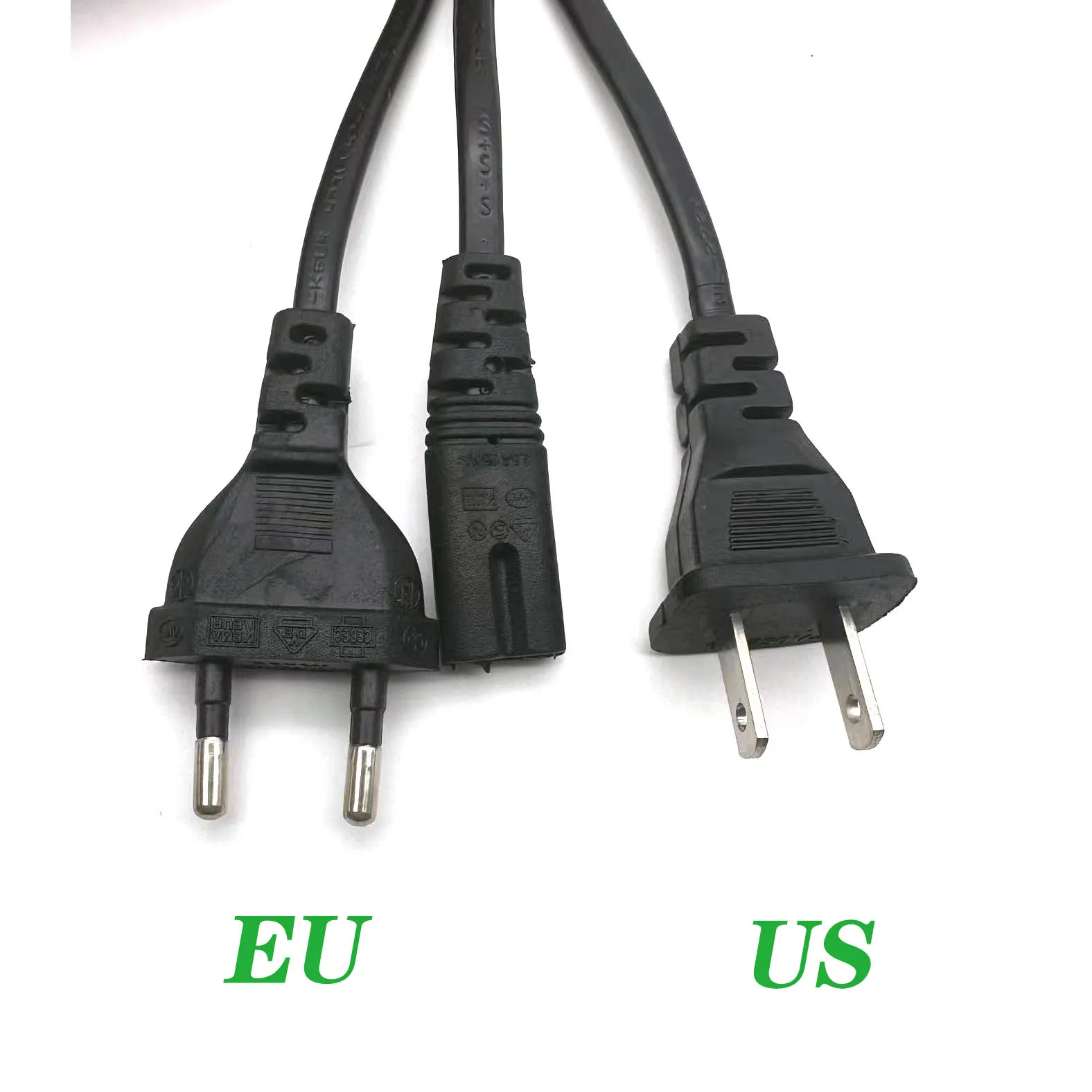 

30pcs 2Pin Prong US EU to C7 C8 Extension Cable LED Light Power Cord American European Laptop Power Cable For PS4 1M 1.5M