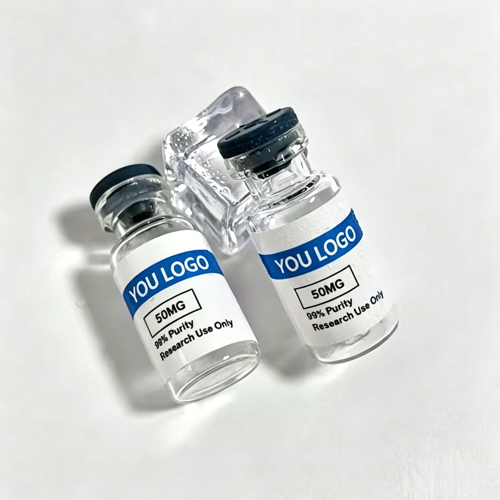 High Quality Printed PP Waterproof Peptide Stickers, Custom Small Labels for Cosmetic Glass Vial Packaging