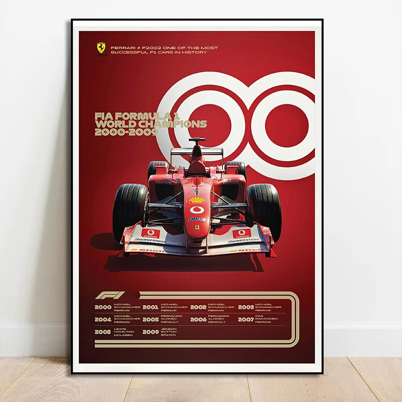 80 سنة الفورمولا واحد سيارة طبعة تذكارية ملصق طباعة قماش صور المنزل لغرفة المعيشة وغرفة النوم جدار ديكور بدون إطار #4