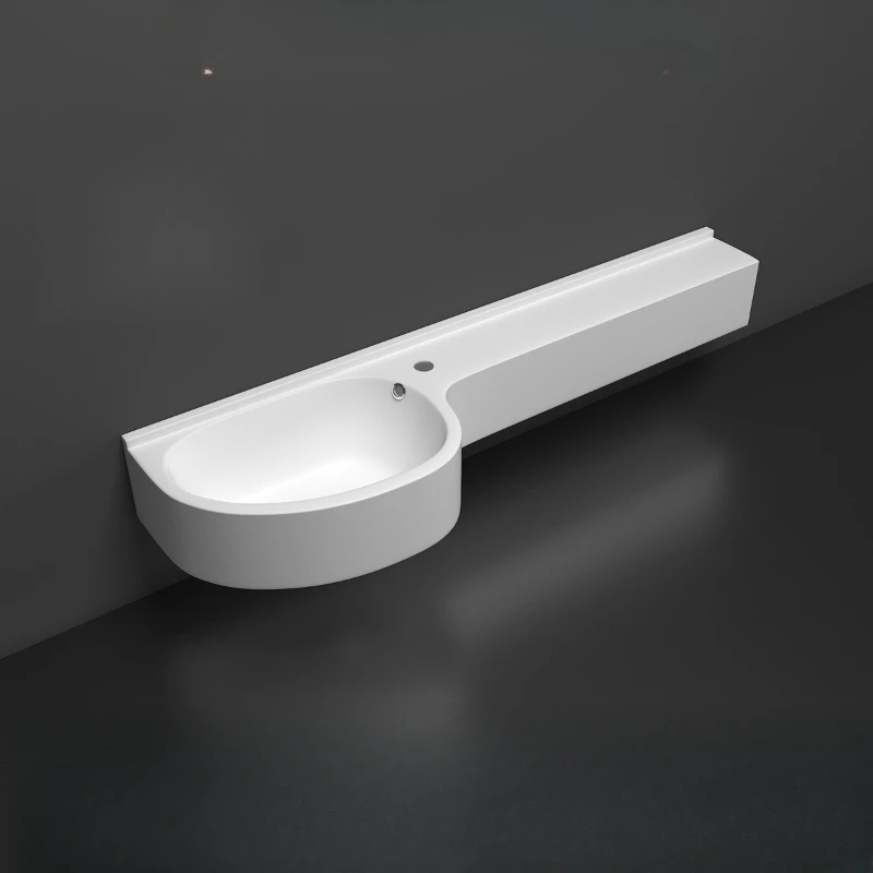 

Artificial stone hanging small bathroom integrated wash basin water drop basin p-shaped washbasin extended countertop wash basin