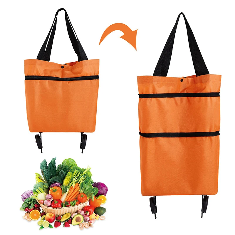 Foldable Shopping Trolley Bag With Wheels Large Reusable Cloth Hand Tote Bolsas Eco Fabric Supermarket Grocery Pull Cart Bag