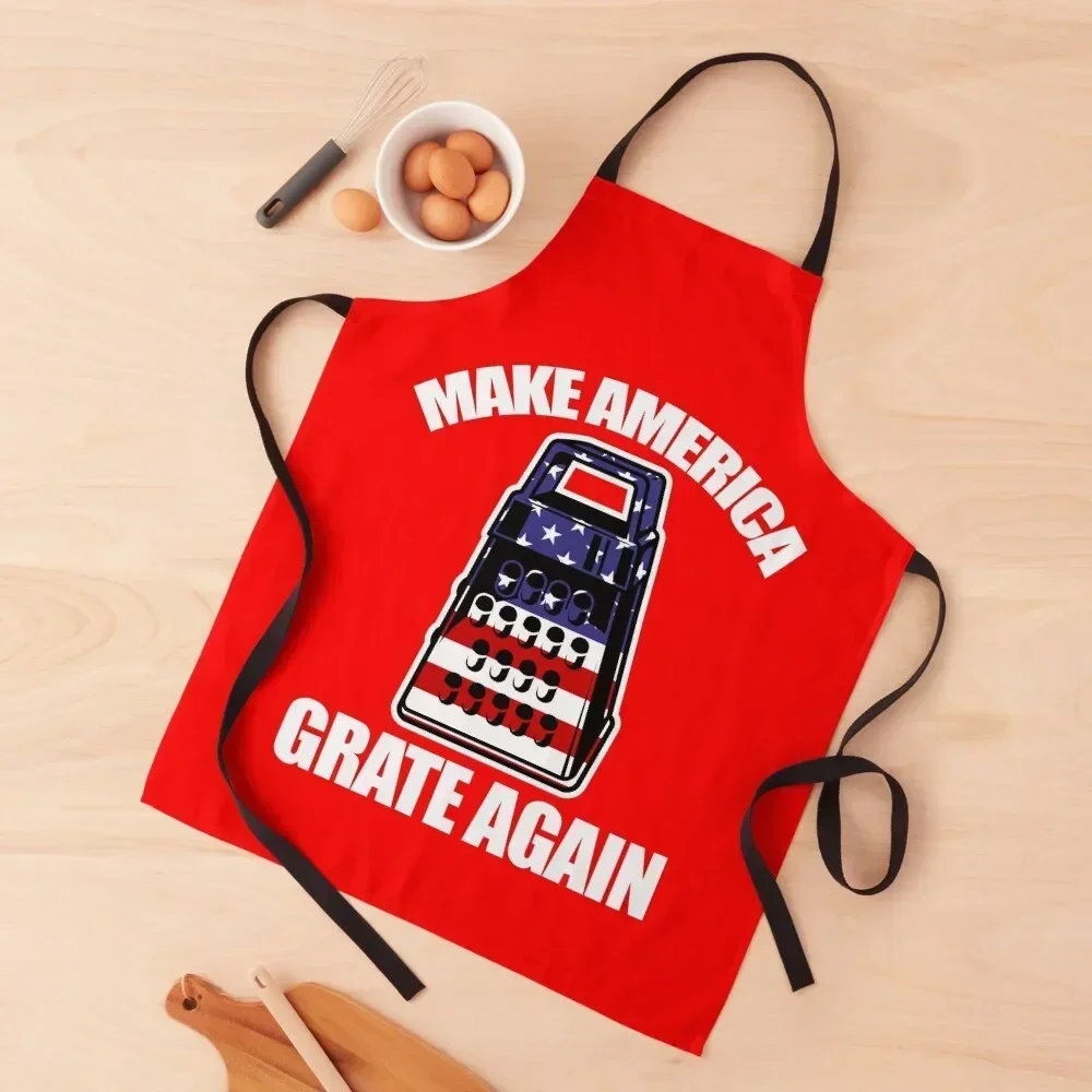 MAKE AMERICA GRATE AGAIN Funny Foodie Pun Parody American Flag Cheese Grater Apron Household Items Kitchen Sexy Apron