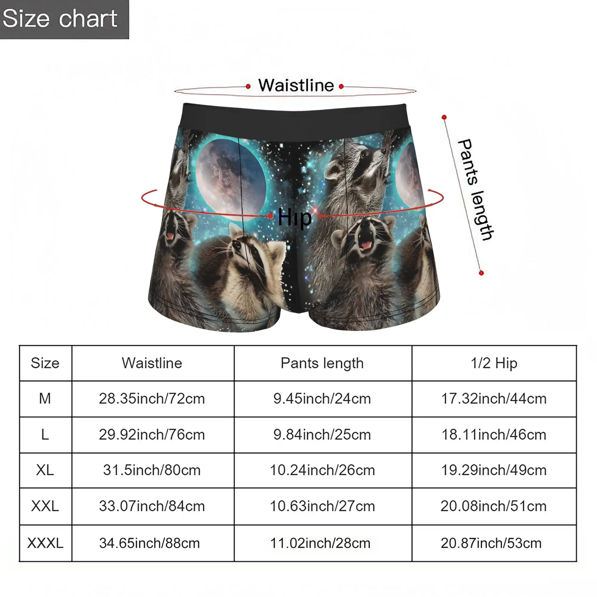 Anarchy 3 Racoon Moon Howling Head Funny   raccoon Underpants Homme Panties Men's Underwear Print Shorts Boxer Briefs view 5