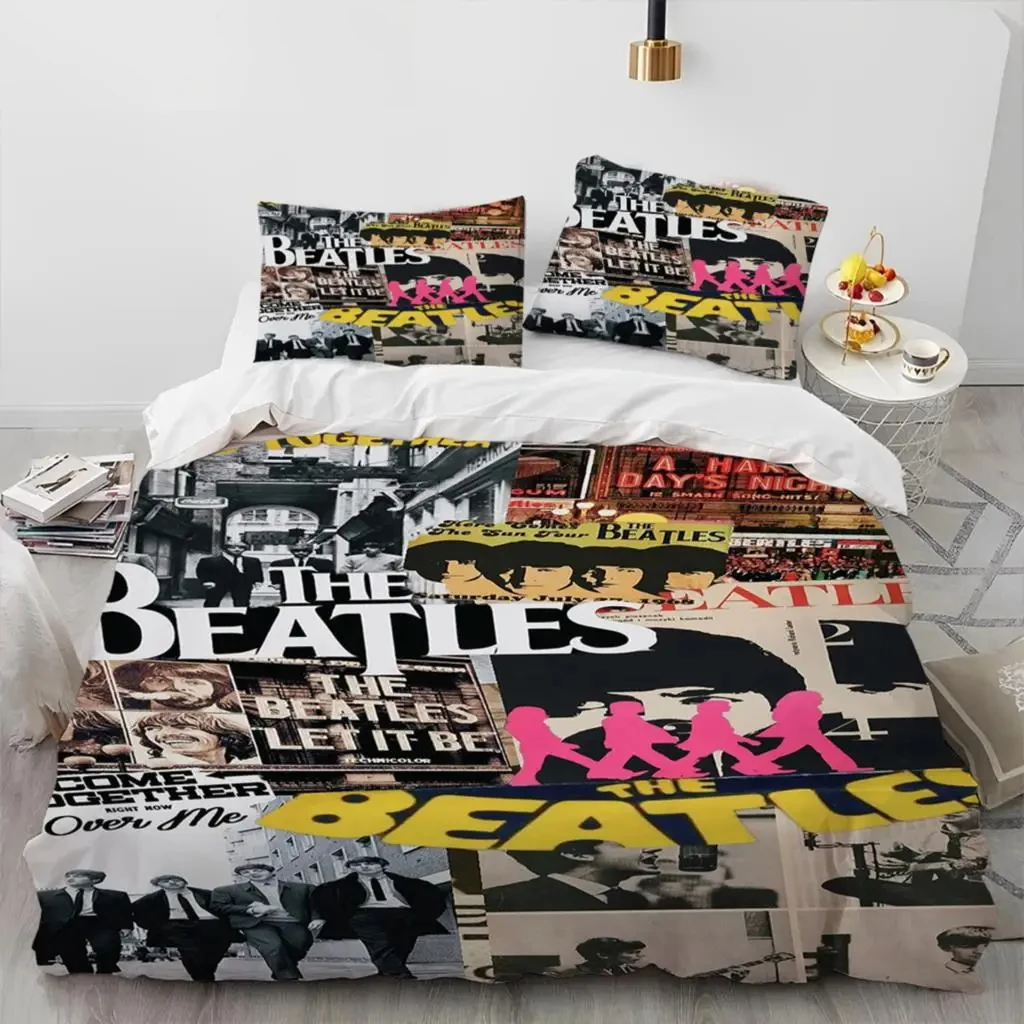 3D B-Beatles Rock Stand Star Bedding Set Boys Girls Twin Queen Size Duvet Cover Pillowcase Bed Kid Adult Home Textileextile