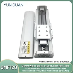 120 Wide Fully Enclosed Linear Rail Table XYZ Axis Ball Screw Sliding Table Heavy Duty Aluminum SFU1605/1610 2PC HGH15CA HGH15CA