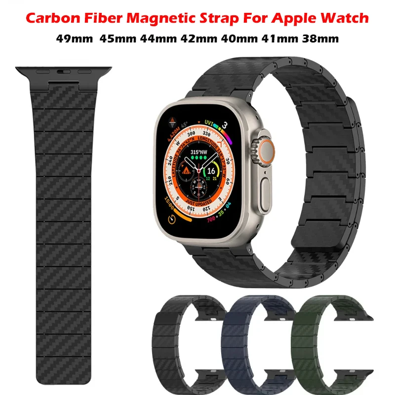 Magnetische Band Voor Apple Watch Ultra 2 49Mm Serie 9 8 7 45 41Mm 44Mm 40 42Mm Koolstofvezel Armband Voor Iwatch 6 5 4 3 Se Band