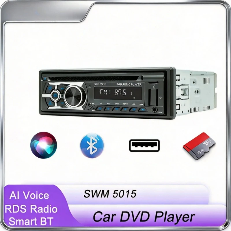 

1 DIN Universal Car Stereo BQCC, AI Voice, Bluetooth, DVD/CD/VCD Player, USB TF AUX RDS Radio, Car Locator, Wiring Protection