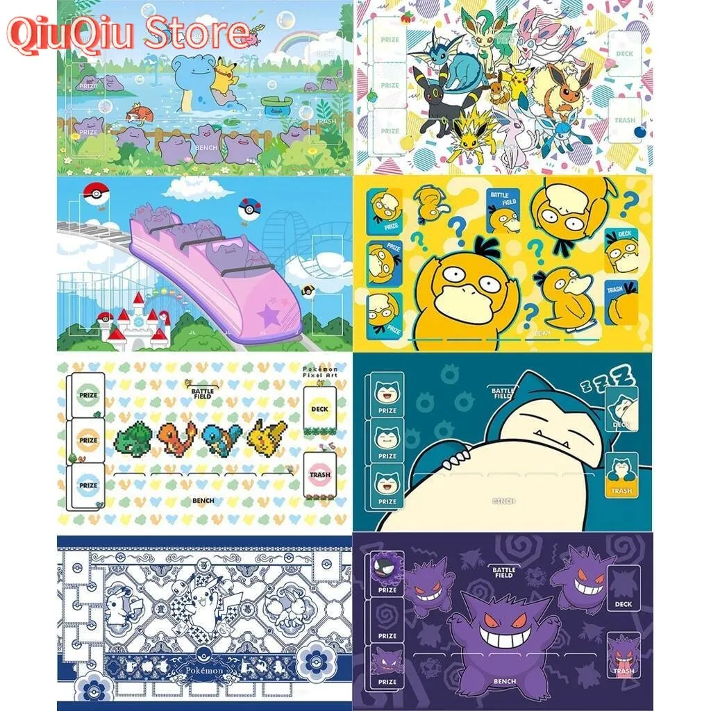 18 estilos Pokemon Card Pad Battle Mat - Pikachu Gengar Umbreon Snorlax DIY antideslizante PTCG Play Mat Anime