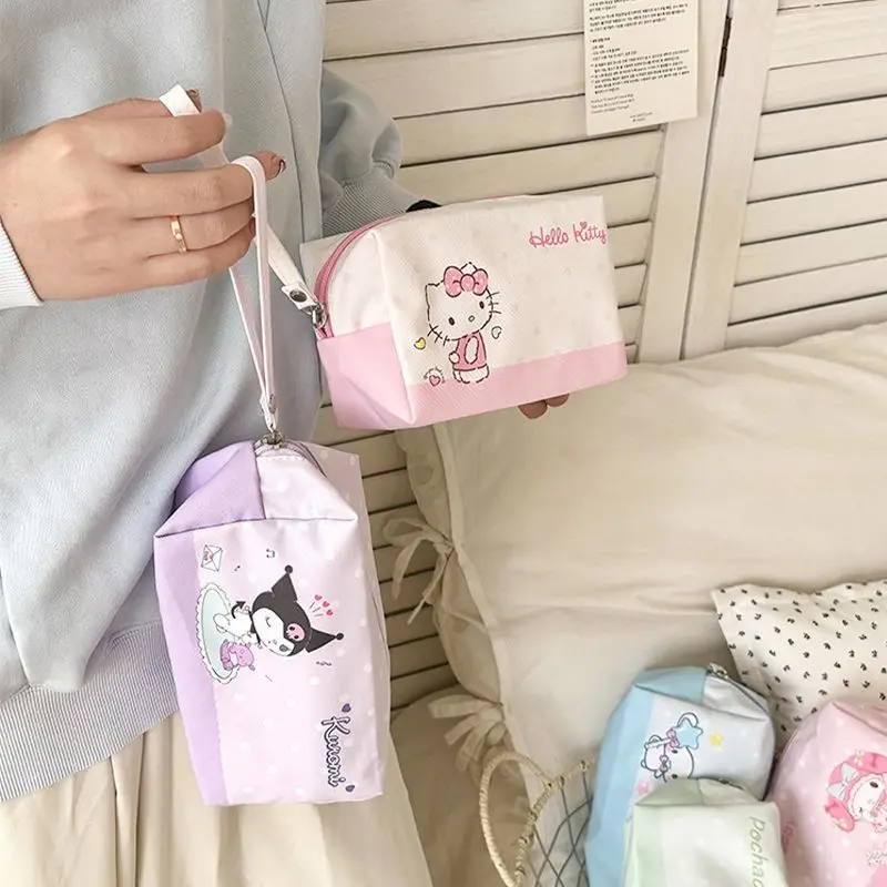 

Sanrio Hello Kitty Storage Cosmetic Bag Girl Cartoon Cute Melody Print Travel Portable Mini Storage Toiletries Cosmetic Bag