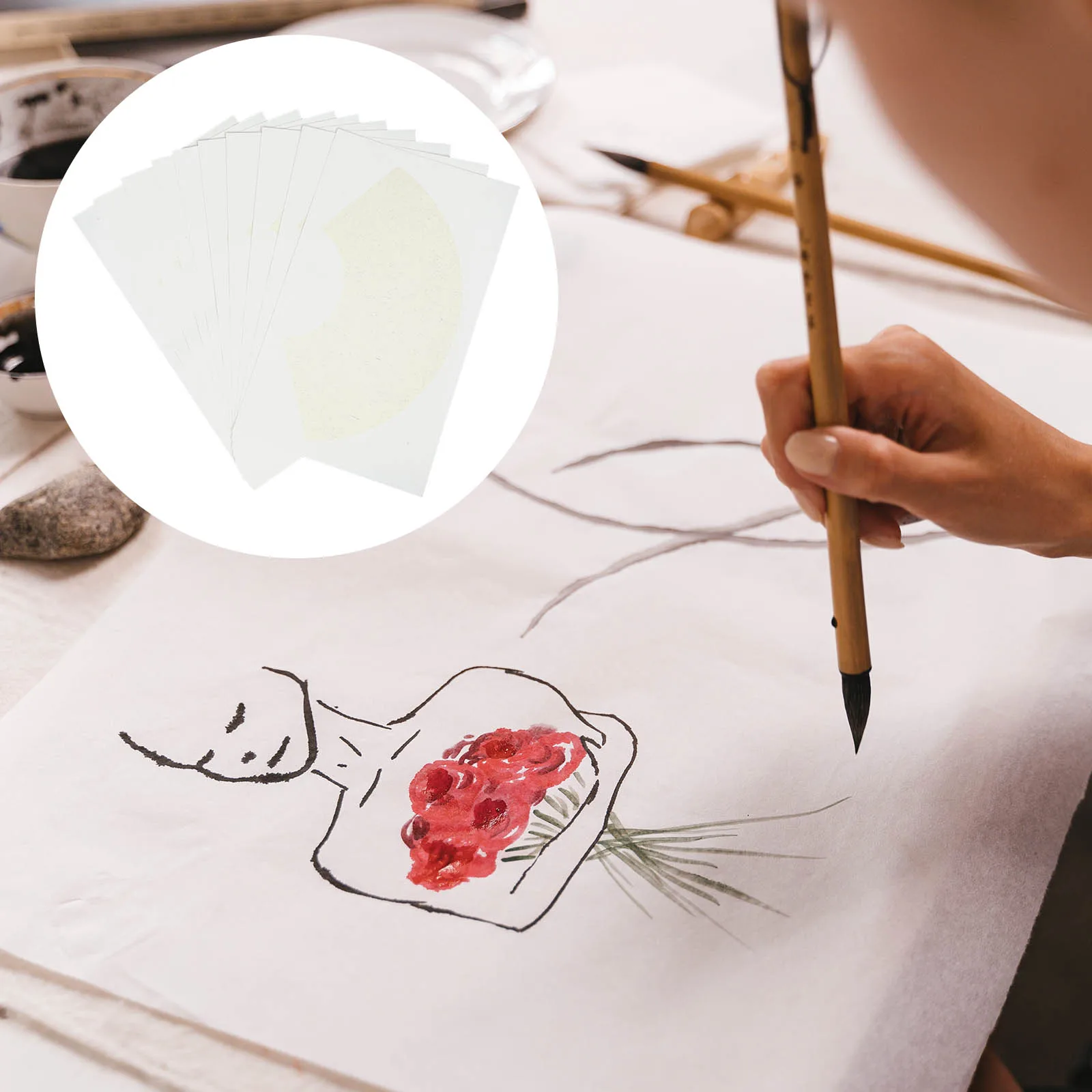 

Fan-shaped Rice Paper Drawing Bulk Caligraphy Craft Colored Chinese Calligraphy Art