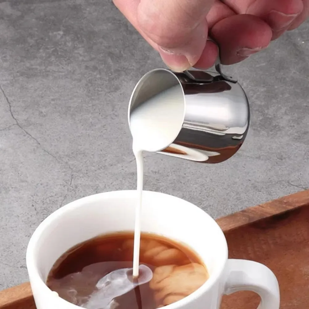 Mini jarras de leche de acero inoxidable 304, jarra de flores puntiaguda, de leche pequeño Jigger, herramienta de café, Tazas, jarra