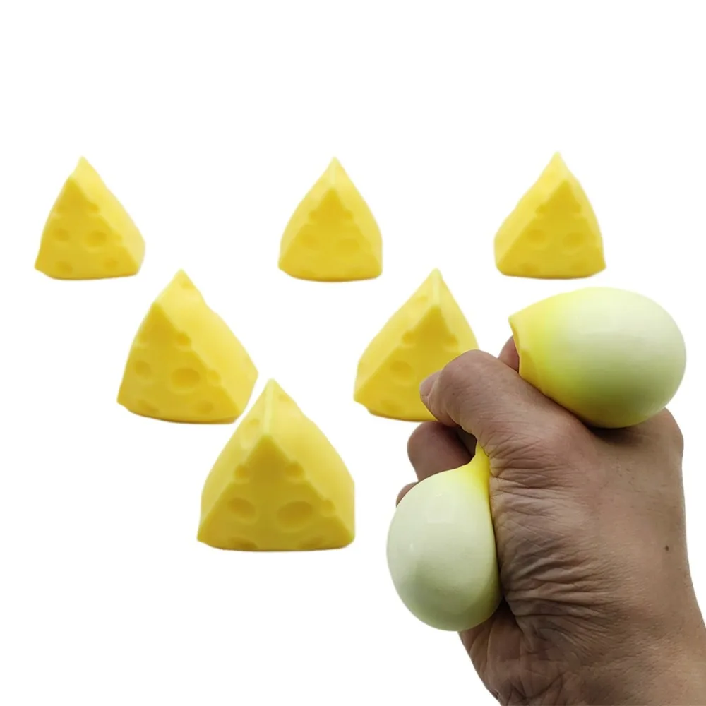 Balle anti-stress Squishy au fromage – Jouet sensoriel doux pour autisme TDAH, jouet à presser à rebond lent pour adultes et enfants, cadeau de Noël