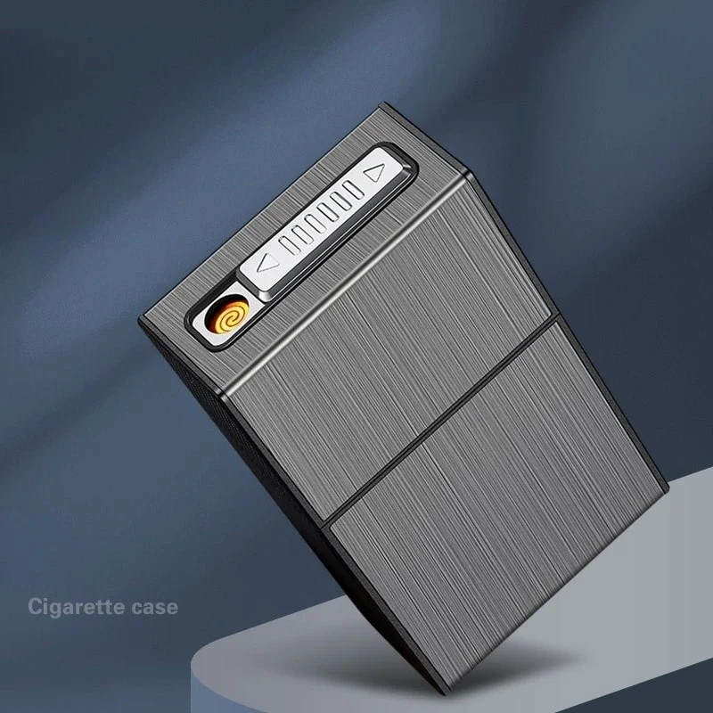 

New 20 Pack Charging Cigarette Case Integrated Cigarette Case Lighter USB Electronic Men's Smoking Accessories Cigarette Lighter