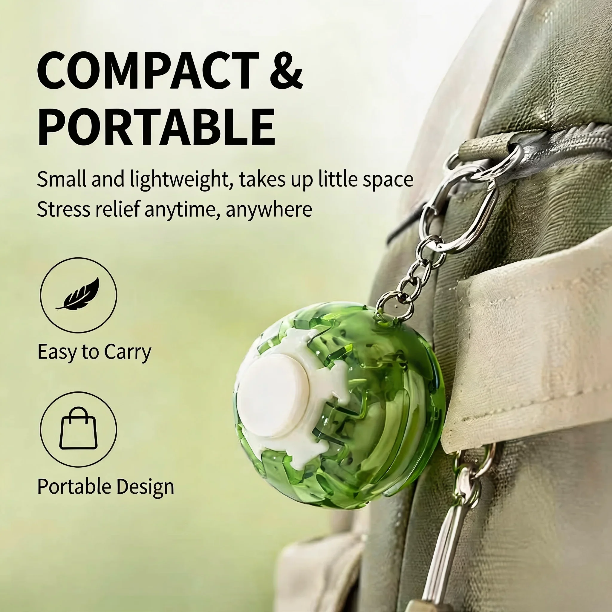 Press‑to‑Spin Fidget Ball Keychain 3D Gear Rotating Gyro Toy Stress Relief Sensory Hand Toy Portable Bag Pendant for Adults Gift