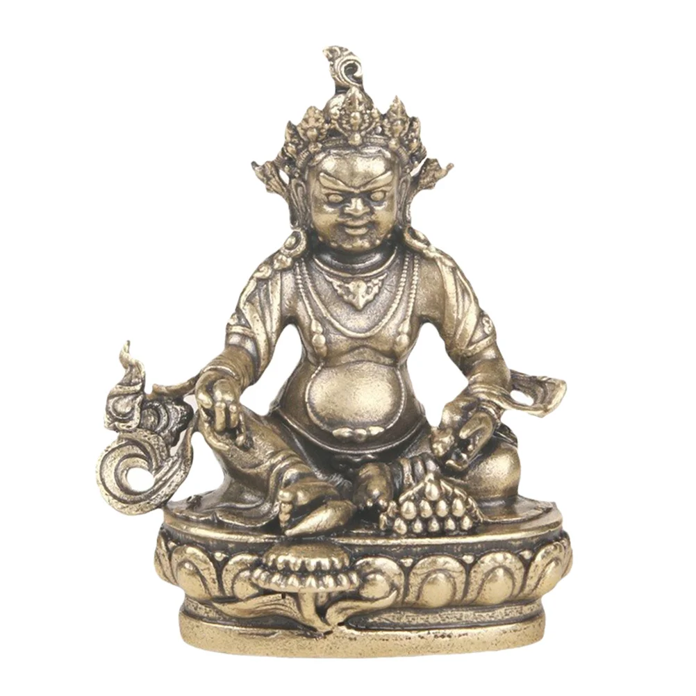 

Vintage Brass God of Wealth Statue Detailed Craft Sculpture for Home Office Desk Decor Buddhist Inspired Metal Ornament