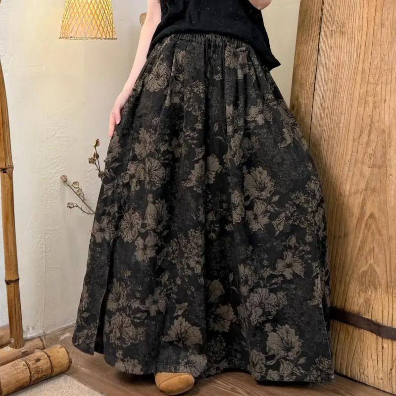 

Весенние новые женские винтажные свободные джинсы с эластичной резинкой на талии, универсальные повседневные хлопковые джинсовые широкие джинсы с принтом, хорошее качество