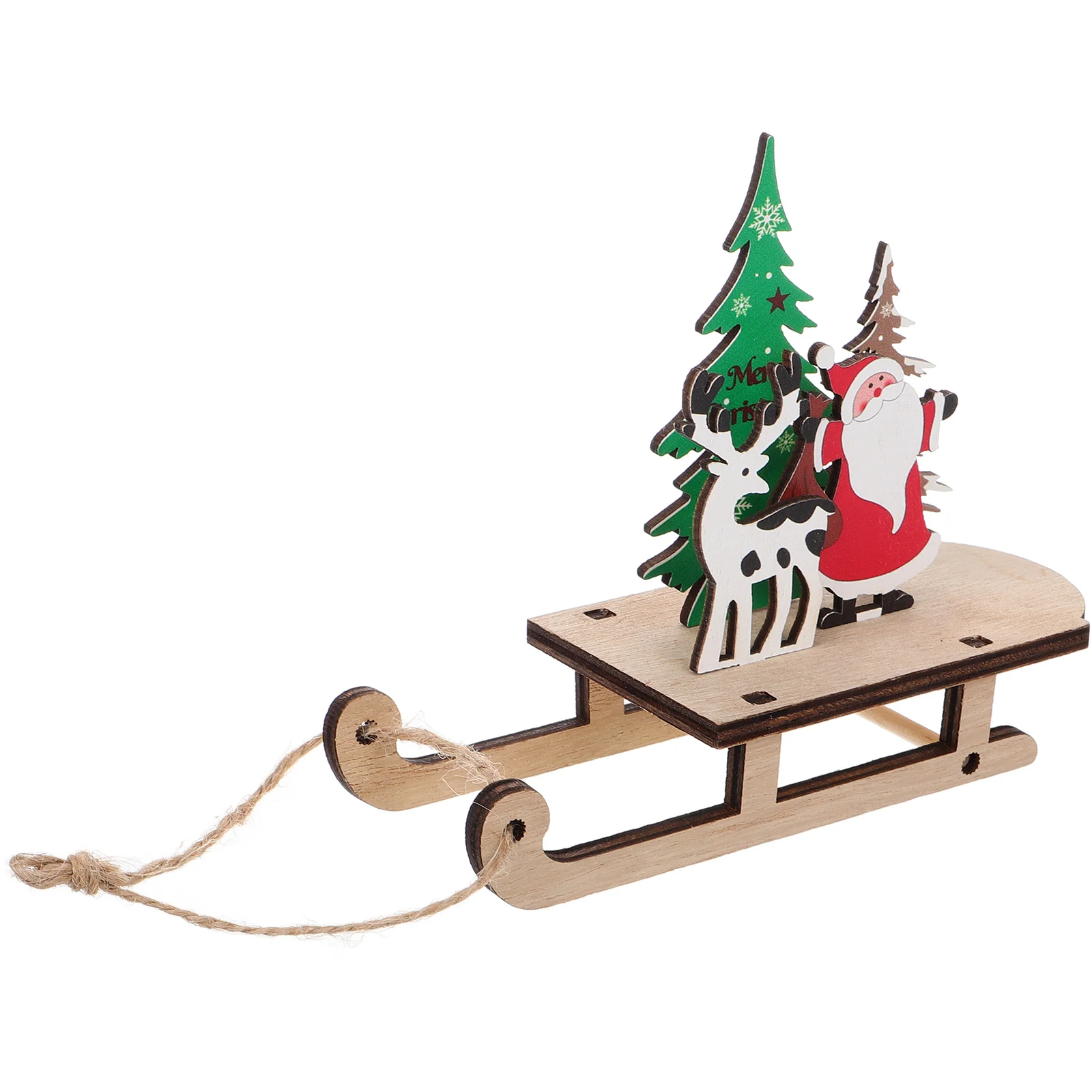 

Wood Sled Snowman Christmas Decoration Holiday Centerpiece Xmas Tree Hanging Ornament Rustic Indoor Sleigh Winter Decor