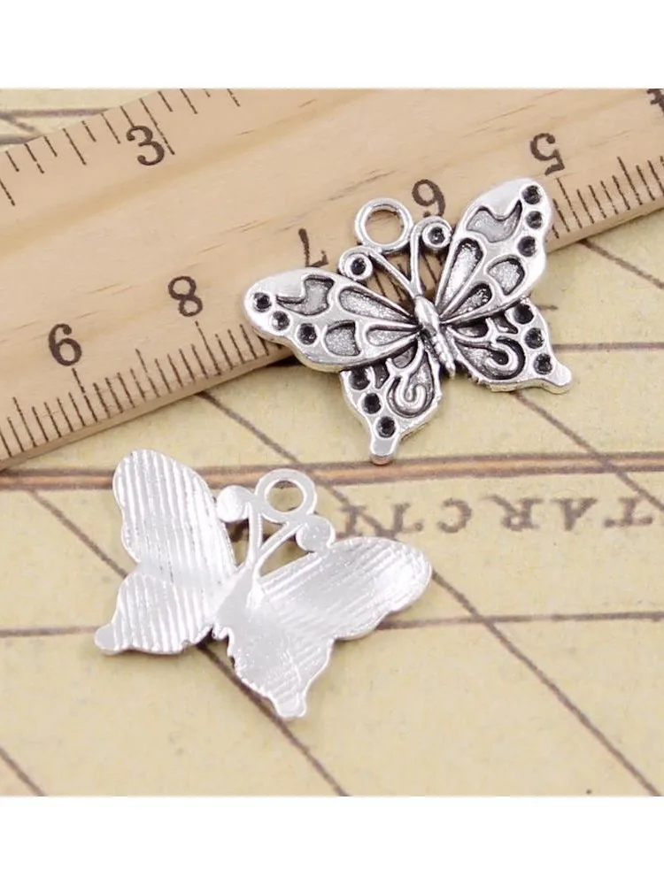 10 sztuk Charms motyl 20x2 5mm tybetański brąz srebrny kolor zawieszki antyczna biżuteria Making DIY Handmade Craft wisiorek — zdjęcie 2