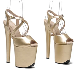 Leecabe sandali con tacco alto superiore in PU opaco da 20cm/8 pollici scarpe modello sexy scarpe da pole dance