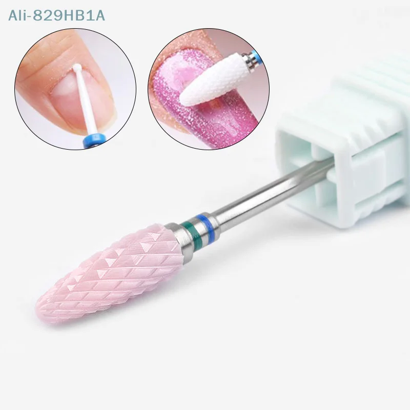 Nagel Roze Keramische Wolfraam Stalen Boor Bits Elektrische Cuticula Schoon Roterende Voor Manicure Pedicure Slijpen Hoofd Schuurmachine Polijsten