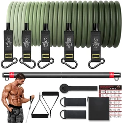 Komplet taśm oporowych opaski do ćwiczeń taśma do ćwiczeń 5 Tube Fitness z zaczep na drzwi uchwyty nogi paski na kostkę i Fitness Stick