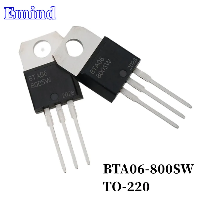 

10Pcs BTA06-800SW BTA06 Thyristor TO-220 6A/800V DIP Triac Large Chip