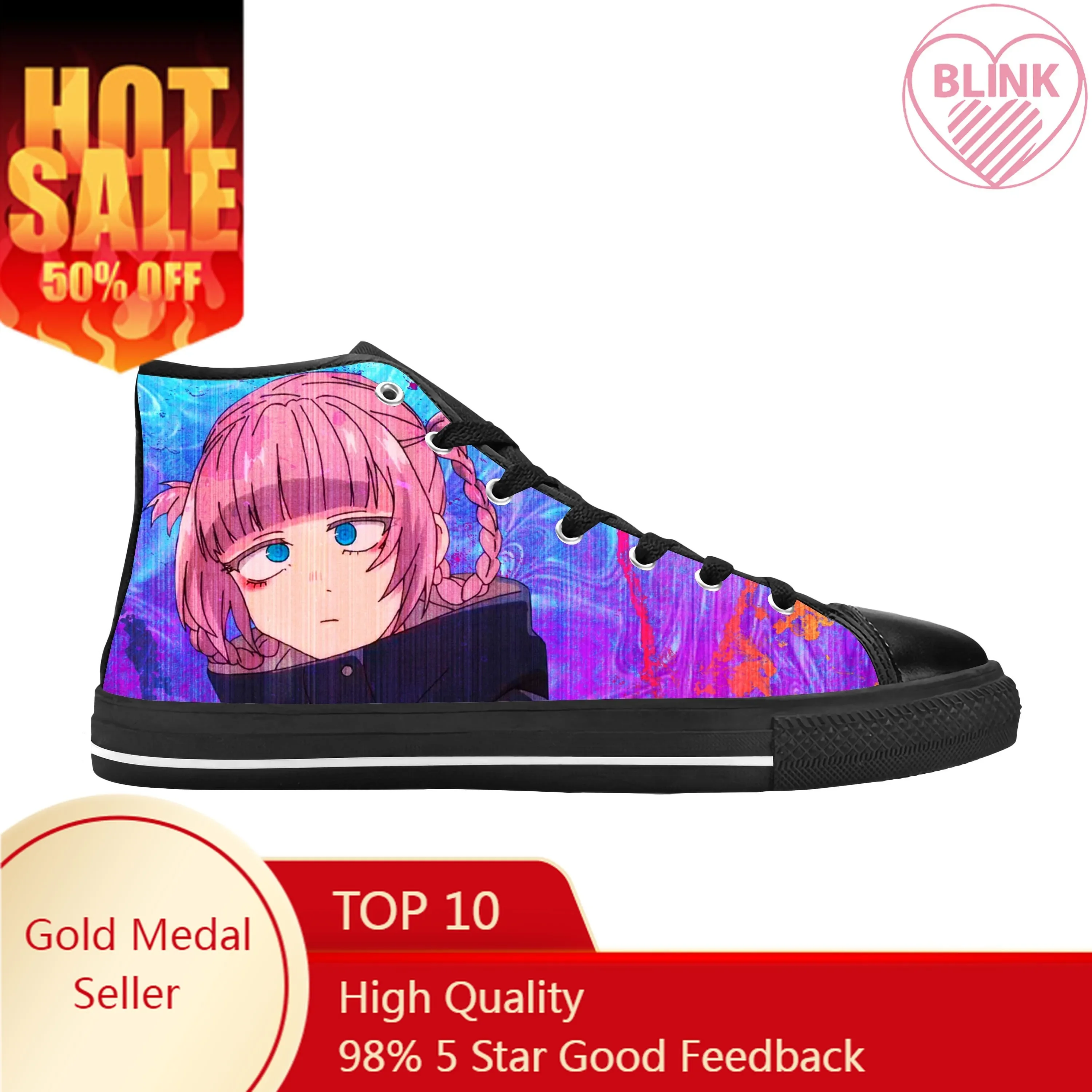 Japanse Anime Call Of The Night Nanakusa Nazuna Casual Stoffen Schoenen Hoge Top Comfortabele Ademende 3d Print Heren Dames Sneakers