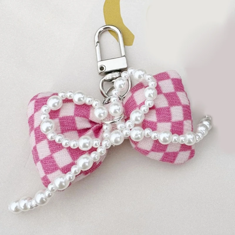 Plaids Bowknot Pendant Phone Charm Detachable Phone Lanyard Ornament Colorful Butterfly Knot Keychain Stylish Accessory