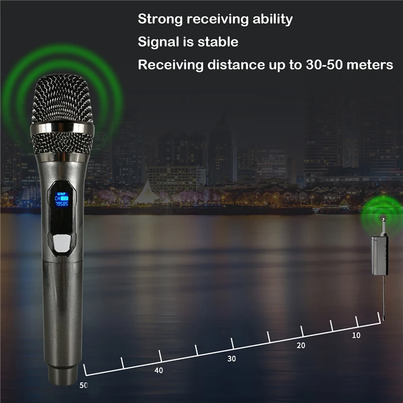 Wireless Microphone For Karaoke Party Home Meeting Church School Show With Rechargeable Lithium Battery Receiver