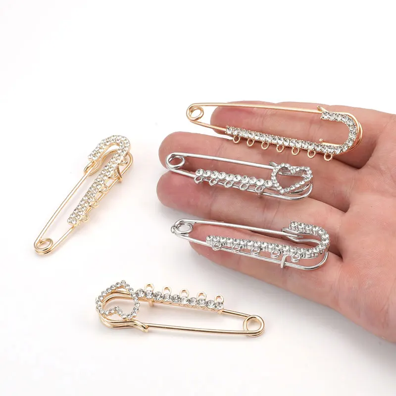 1 قطعة سبائك حجر الراين بروش دبابيس الذهب الفضة اللون السلامة دبابيس ثابتة للملابس الديكور صنع المجوهرات V1033 #1