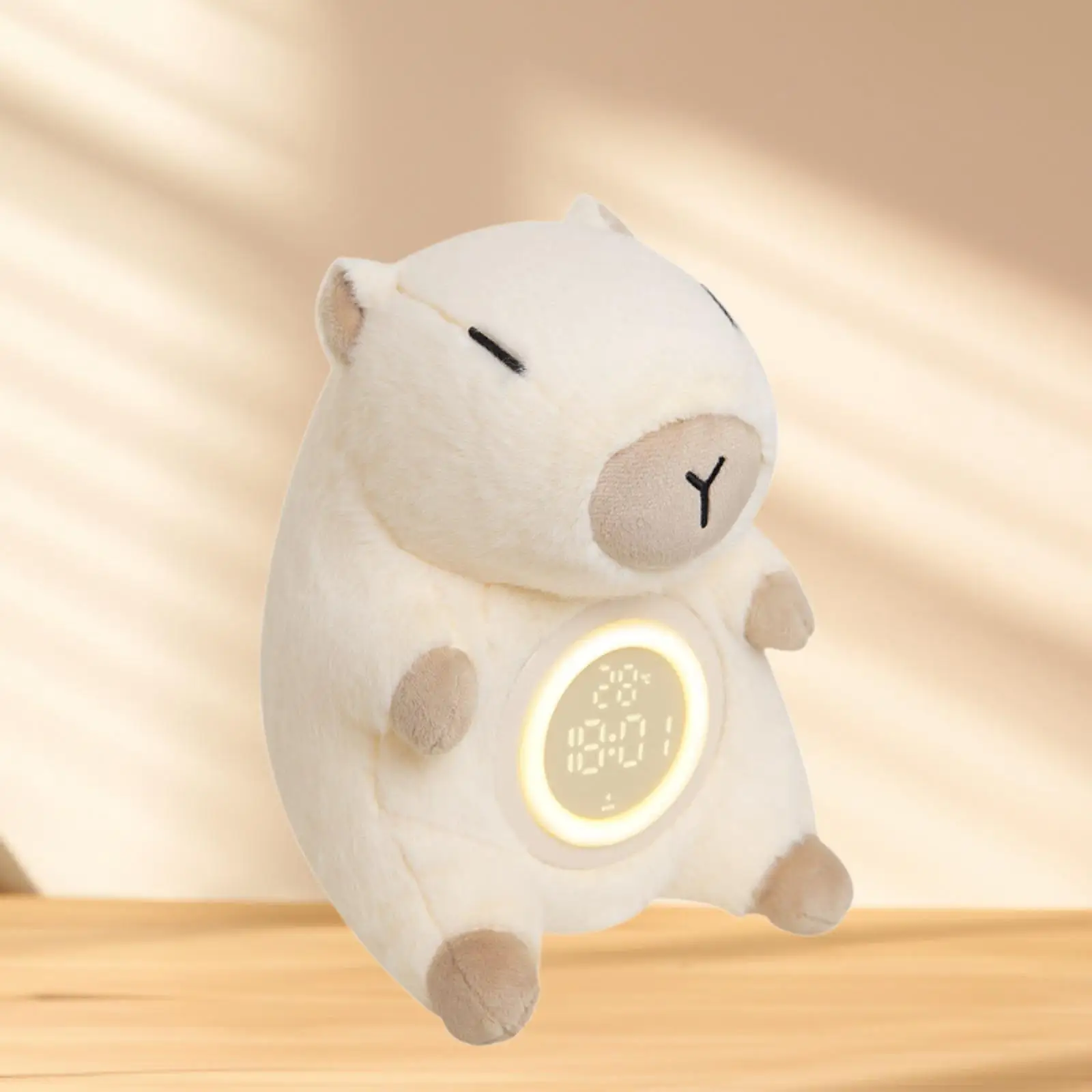 Capybara 어린이 알람 시계, Capybara 봉제 장난감, 귀여운 야간 조명, 성인 어린이 소녀 소년 여성 청소년용 알람 설정