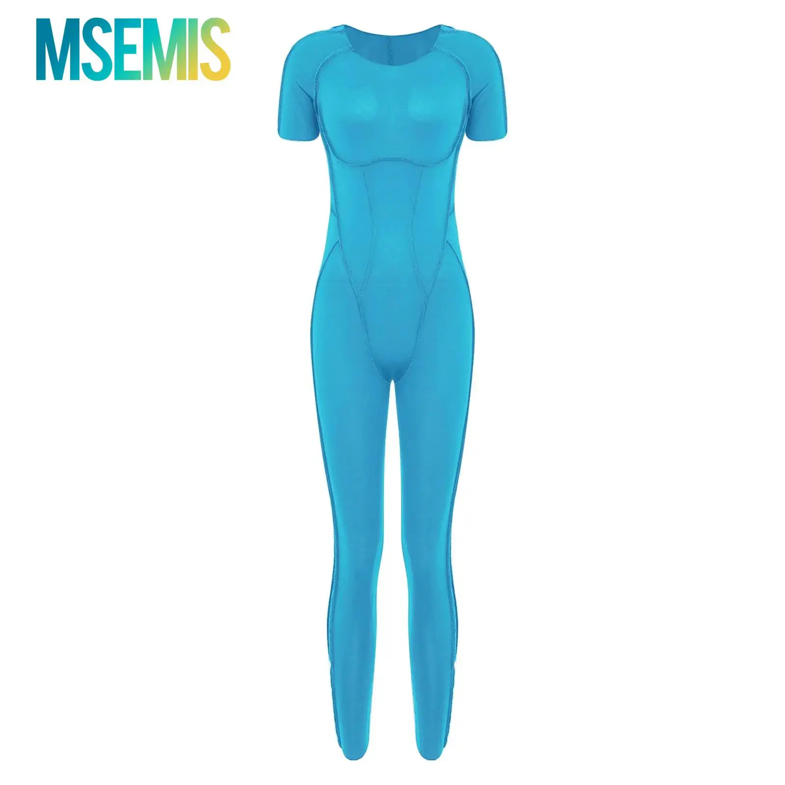 

Женский комбинезон для пилатеса и йоги с вырезом сзади, спортивная одежда, танцевальный костюм, облегающий боди с круглым вырезом и короткими рукавами, тренажерный зал, йога, фитнес