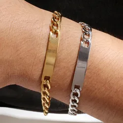 Fashion Hip Hop Stainless Steel Bracelet For Men Women Gold Silver Color Simple Style Unisex Couple Bracelet Jewelry