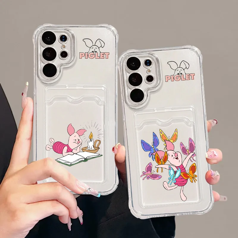 Piglet Disney Cartoon Fashion For Samsung A73 A72 A54 A71 A52 A53 A32 A22 A14 A13 A23 5G Photo Card Bag Transparent Funda