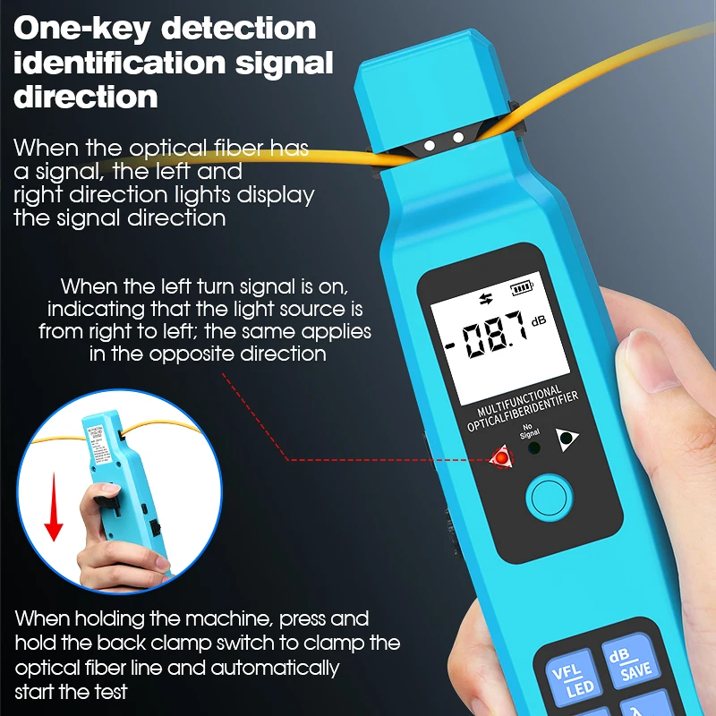 COMPTYCO A-60/A-50 Optical Fiber Identifier Tester Active Fiber Live Testing Tool Fiber Optic Direction Detector Built-in VFL