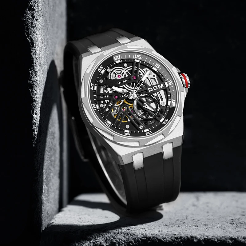 DOM Mechanical Automatic Watch Leisure Business High Luxury High quality men\'s watch Men\'s Mechanical watchSilver
