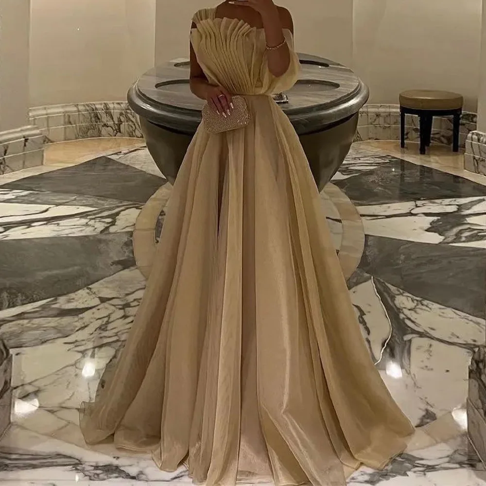 

Customized Temperament Organza One Shoulder Evening Dress Graceful Sleeveless Party Dress Saudi Arabia 2025 Robe de soirée