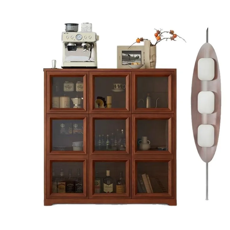 

Solid wood vintage display cabinet vintage glass doors